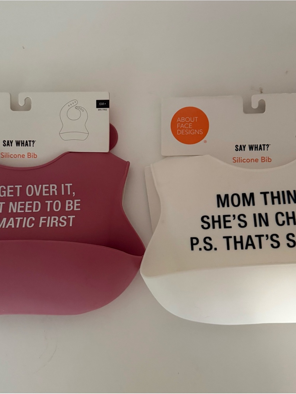 Silicone Bib Duo - Dusty Rose & White